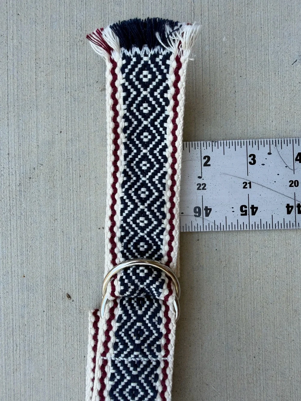 XiRENA Navy, Cream & Burgundy Woven D-Ring Belt